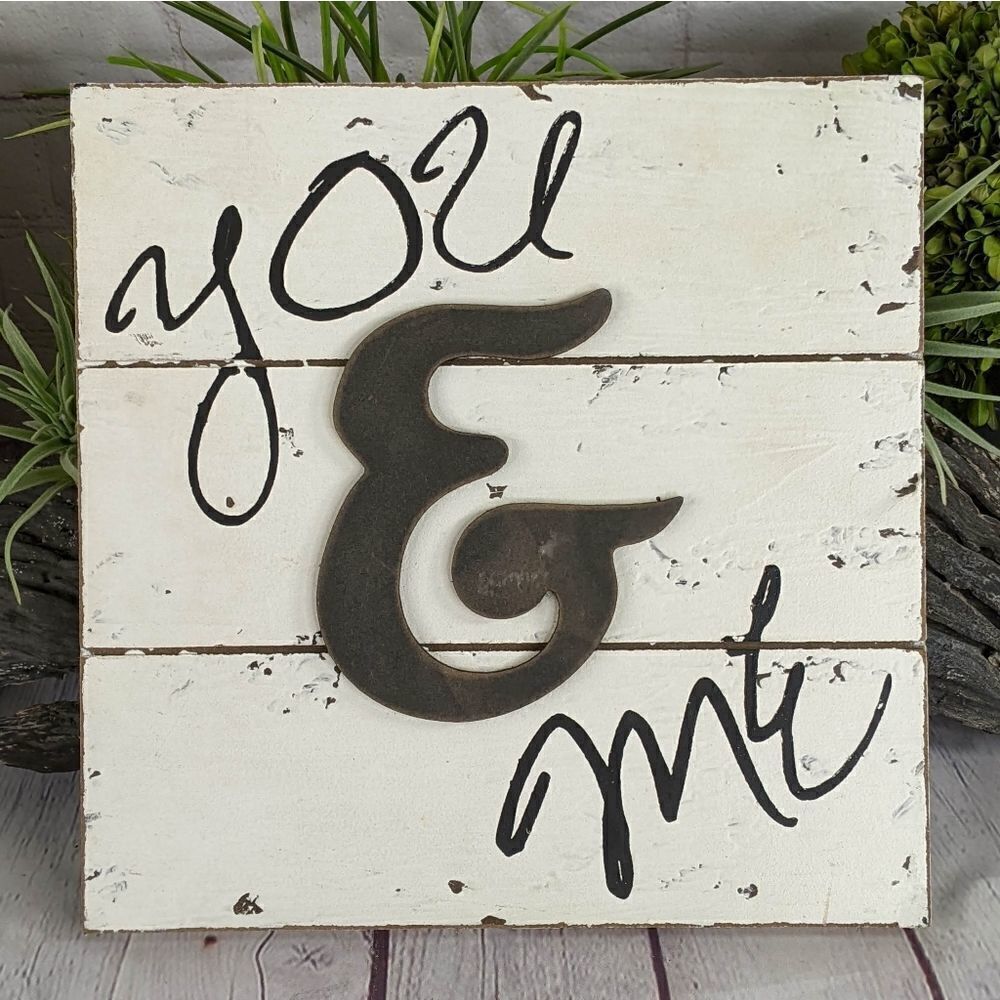 "You & Me" Shabby Chic Rustic Wooden Pallet Farmhouse Sign